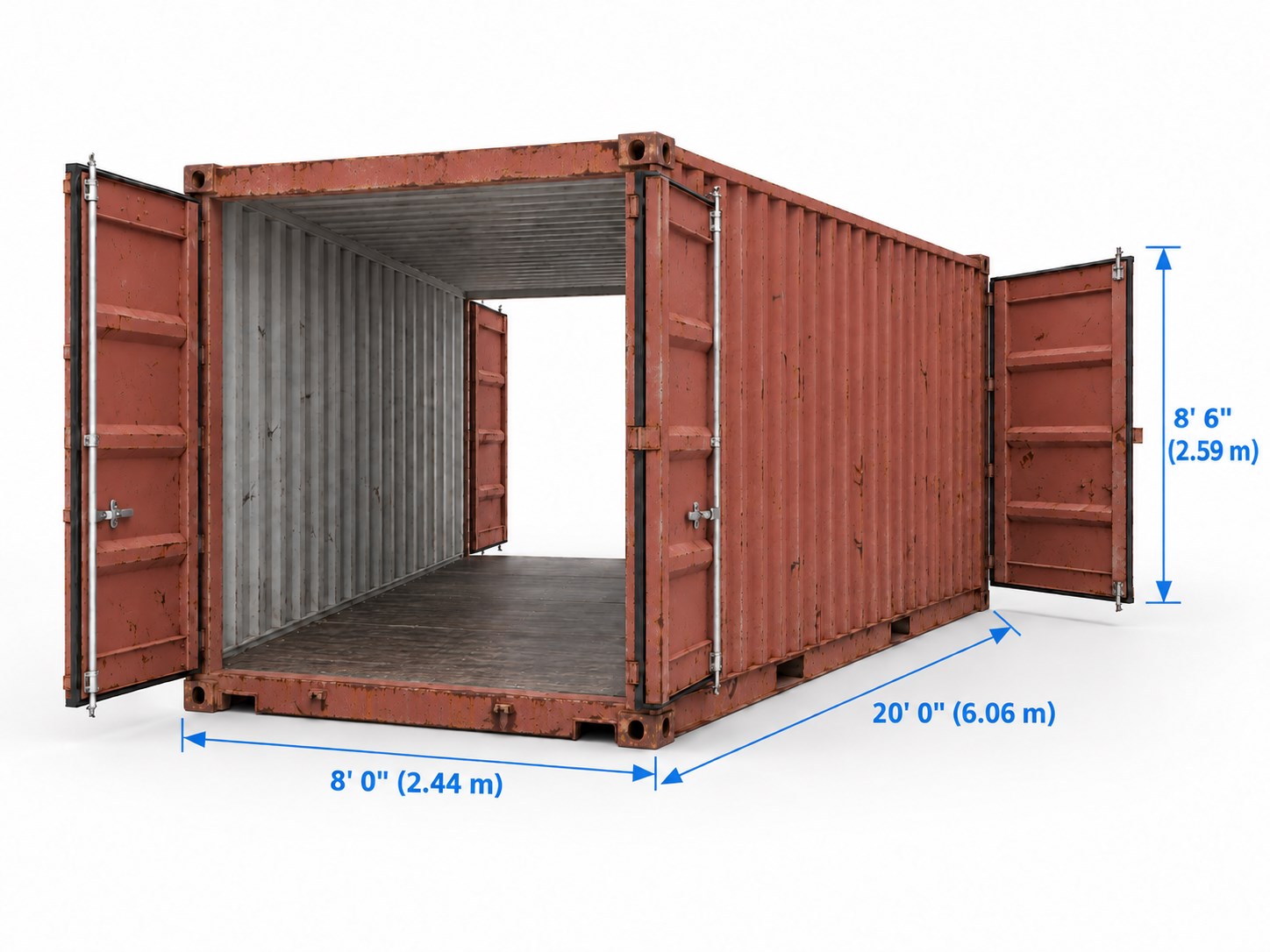 Used 20 ft Double Door Container — Cargo worthy
