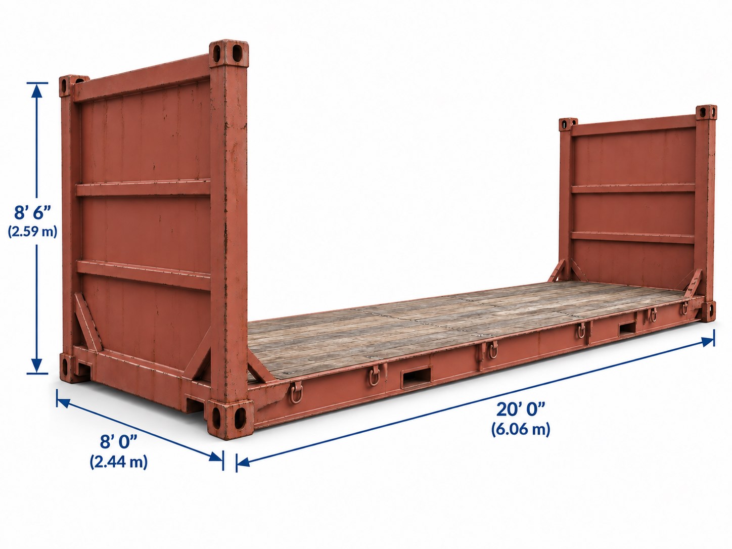 Used 20 ft Flat Rack — Cargo worthy