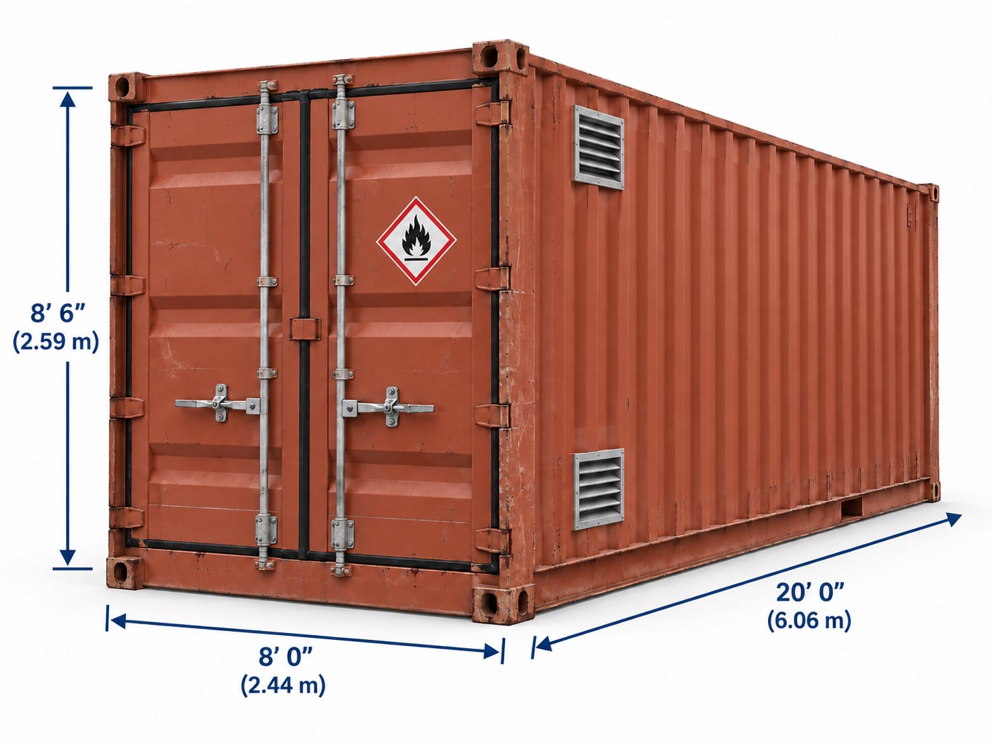 Used 20 ft Hazmat Container — Cargo worthy