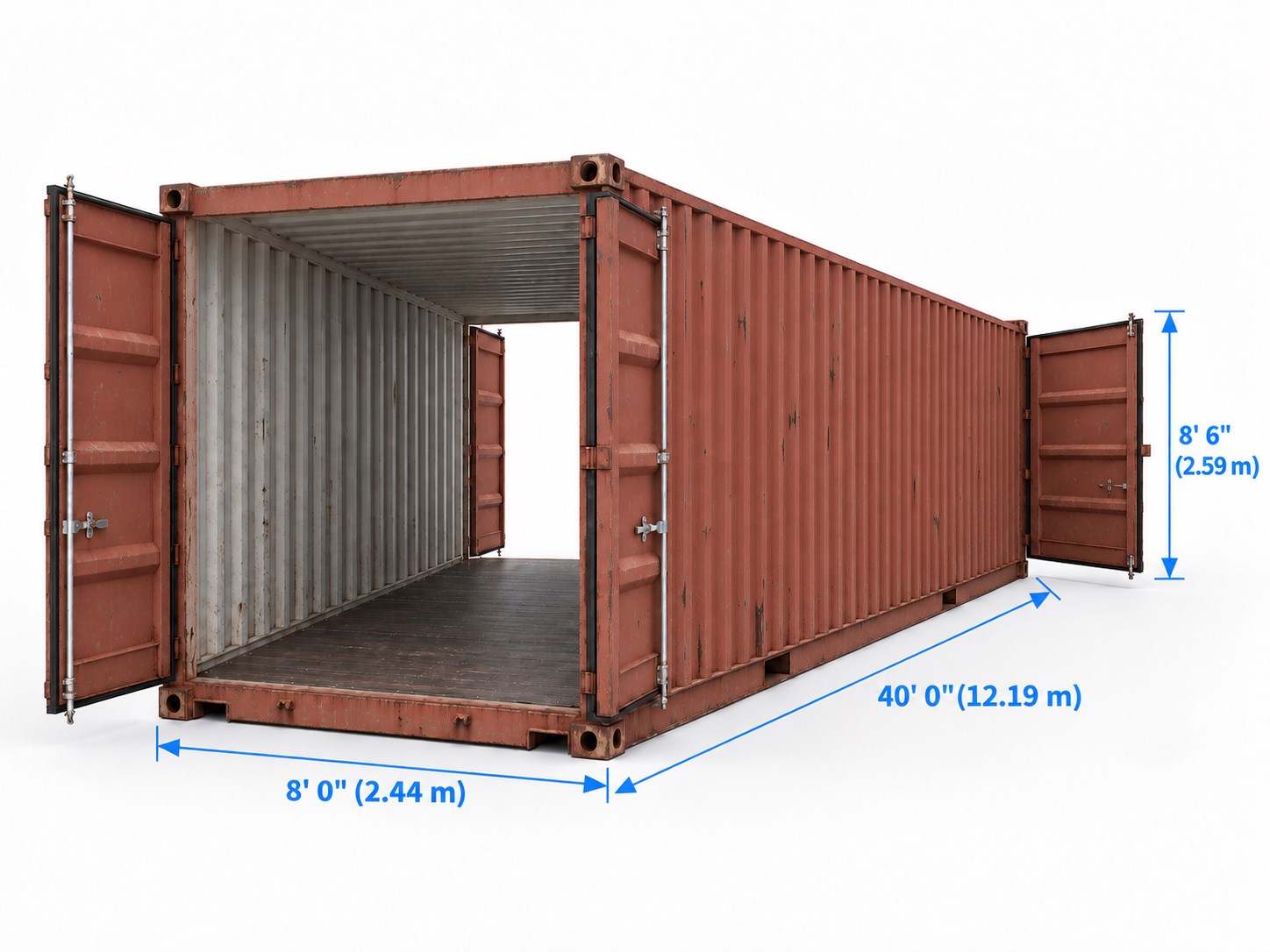 Used 40 ft Double Door Container — Cargo worthy