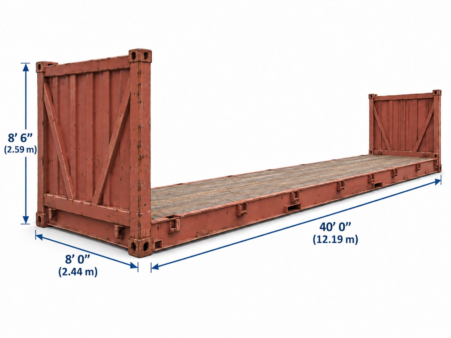 Used 40 ft Flat Rack — Cargo worthy