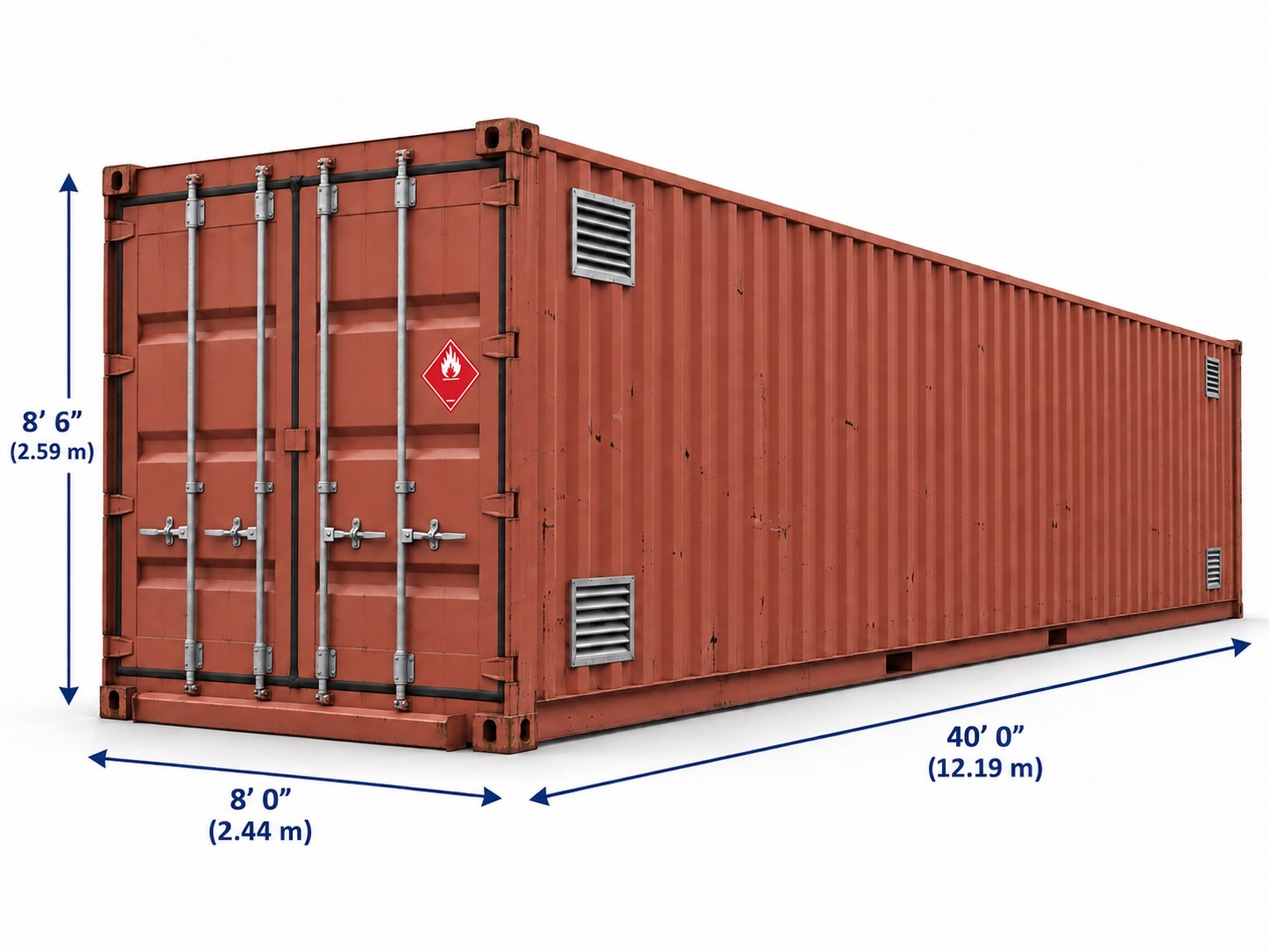 Used 40 ft Hazmat Container — Cargo worthy